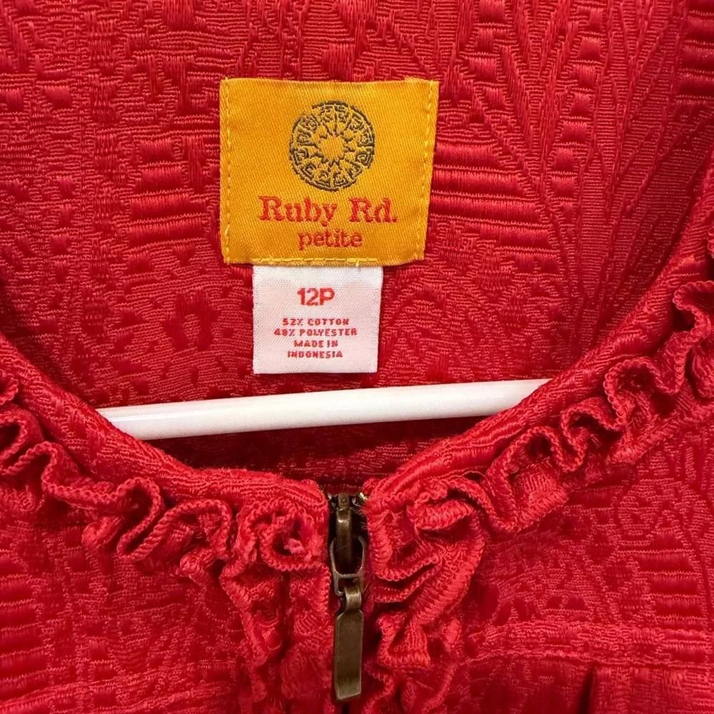 Ruby Rd. Red Textured Jacket - Picture 3 of 4